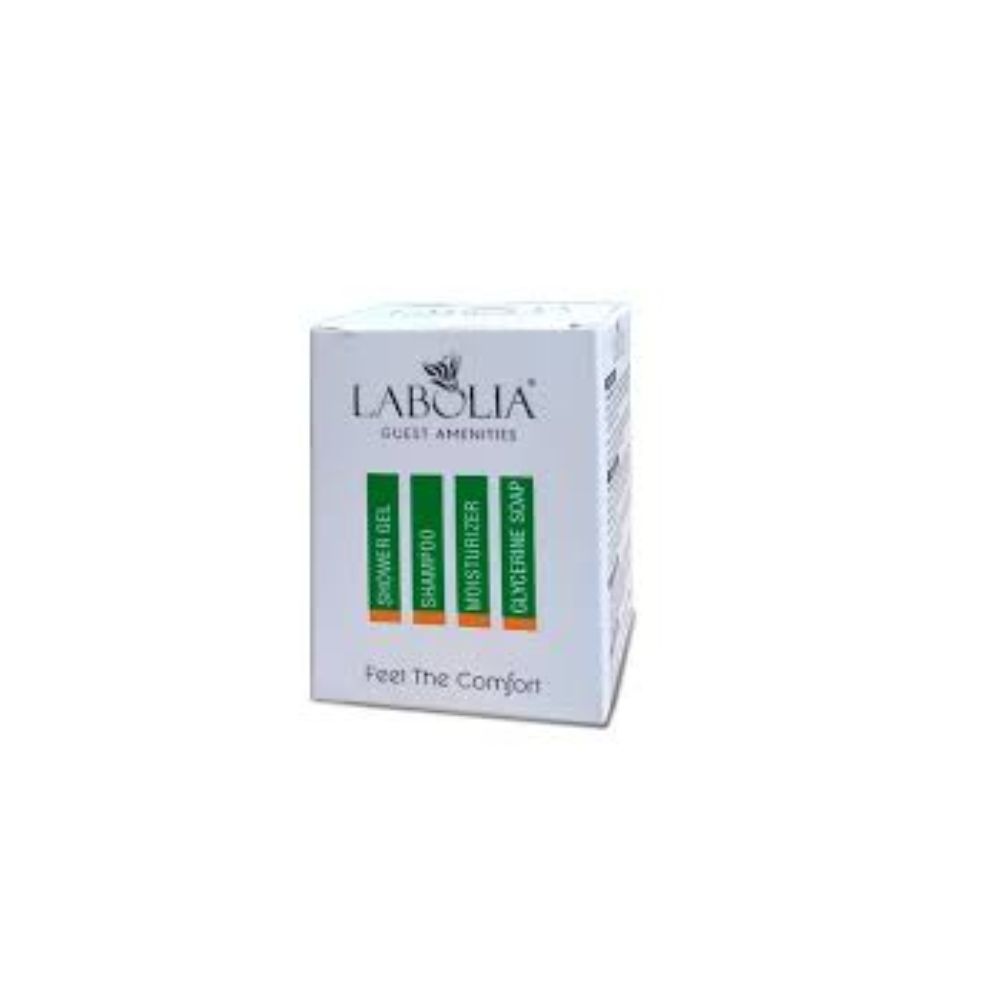 Labolia guest amenities shampoo, shower gel, moisturizer combo pack