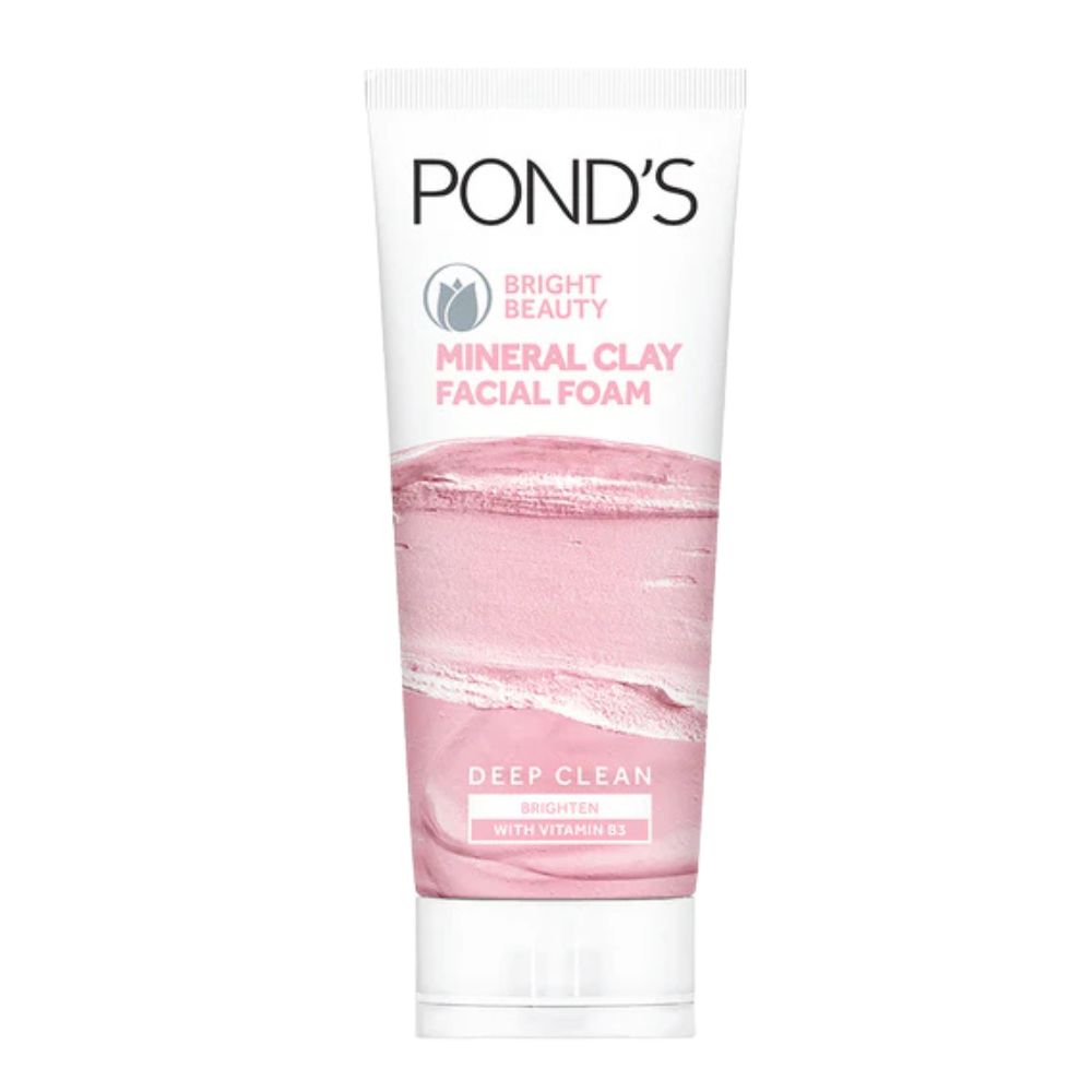 Ponds bright beauty mineral clay facial foam brightness + oil free instant glow deep clean 90gm