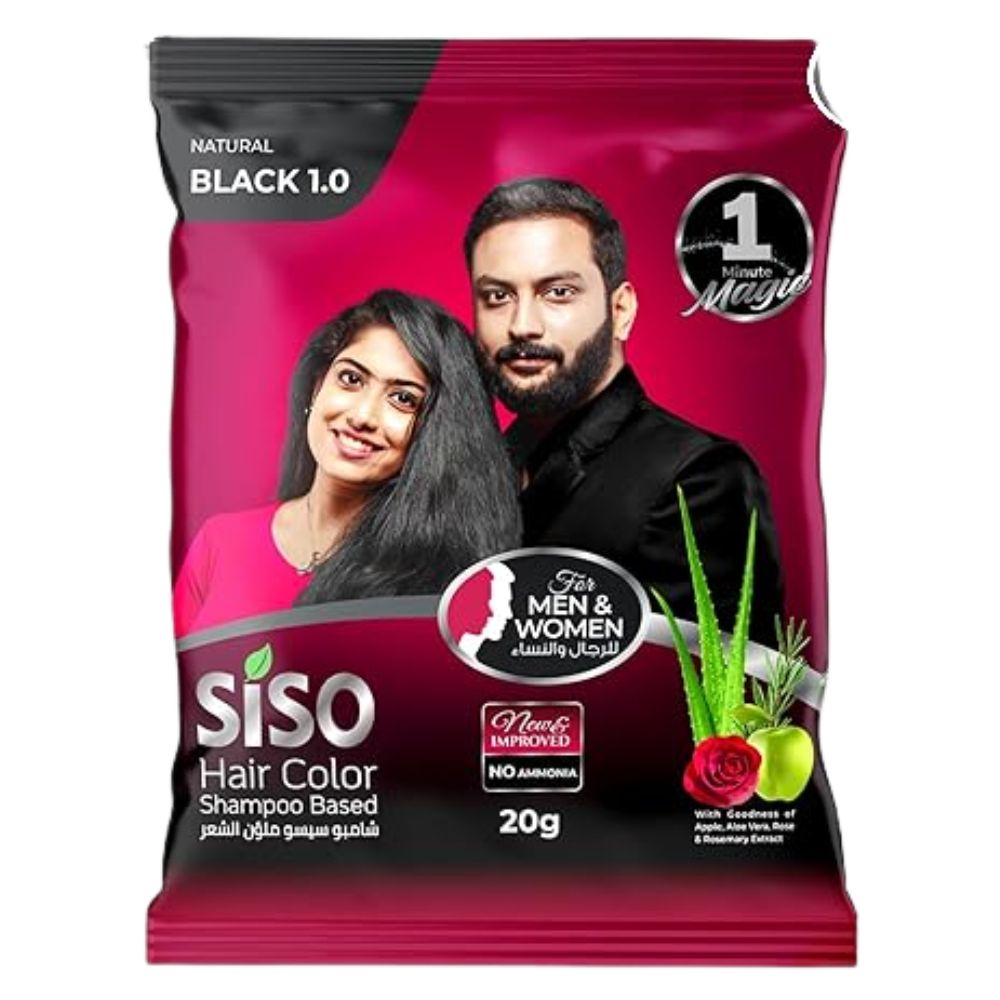Siso Natural Black Permanent Hair Color Shampoo 20g